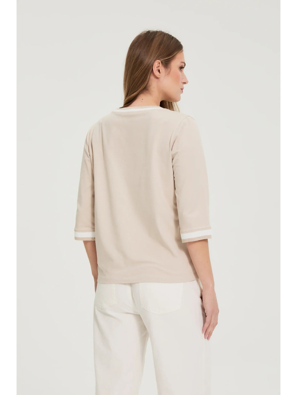 Moodo Pamučna bluza V-izreza bež Moodo