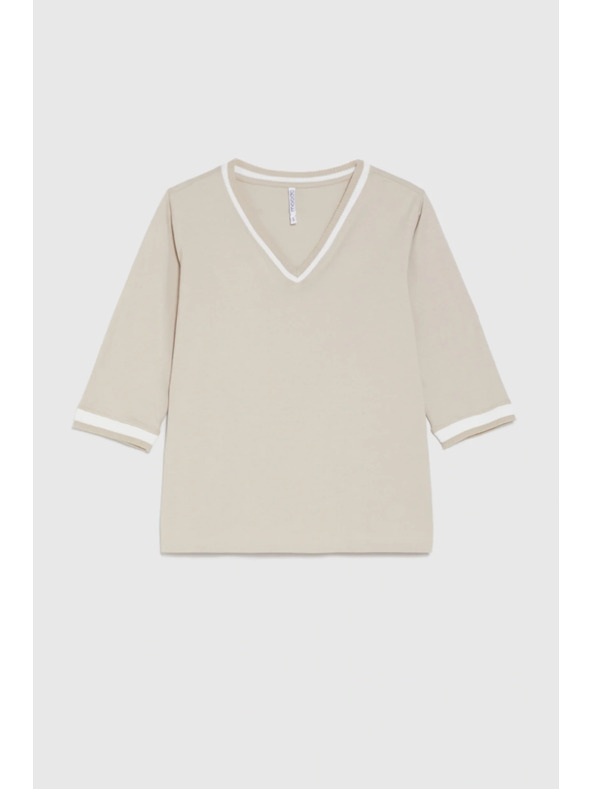 Moodo Pamučna bluza V-izreza bež Moodo