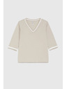 Moodo Pamučna bluza V-izreza bež Moodo