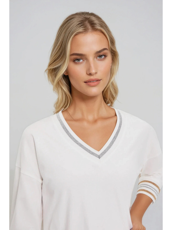 Moodo Pamučna dukserica V-izreza bijela Moodo