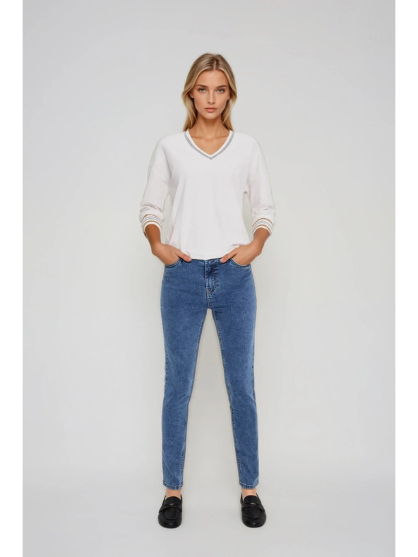 Moodo Pamučna dukserica V-izreza bijela Moodo