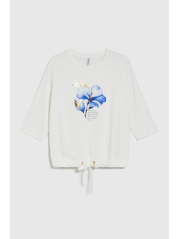 Moodo Bluza s printom i vezivanjem bijela Moodo