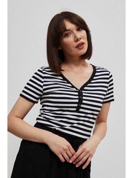 Moodo Pamučna majica prugasta crna Moodo