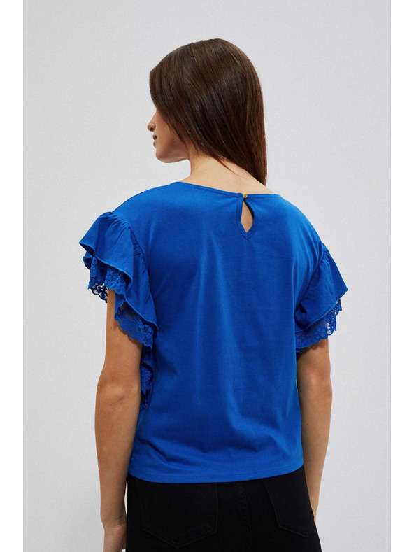 Moodo Plava bluza s volanima na ramenima Moodo