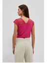 Moodo Ružičasta bluza V-izreza s čipkom Moodo