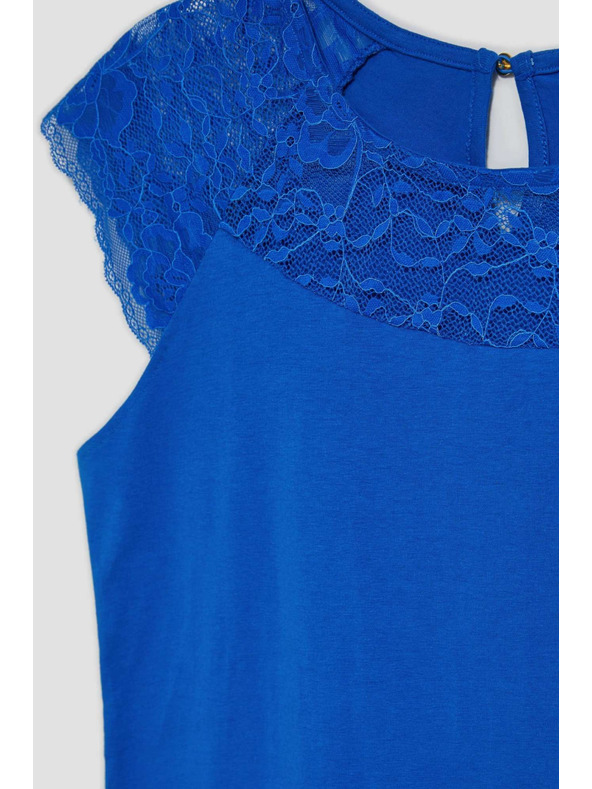 Moodo Plava majica s čipkom Moodo