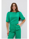 Moodo Glatka majica napuhanih rukava zelena Moodo