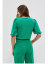 Moodo Glatka majica napuhanih rukava zelena Moodo