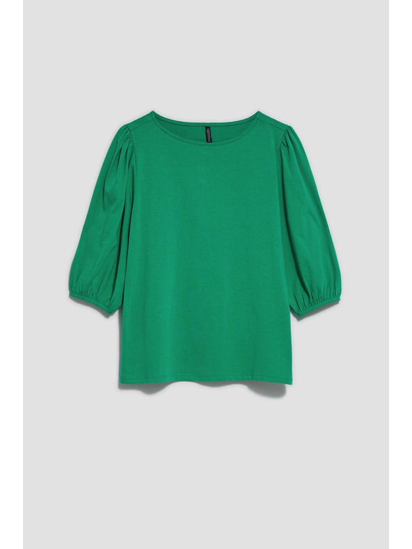 Moodo Glatka majica napuhanih rukava zelena Moodo