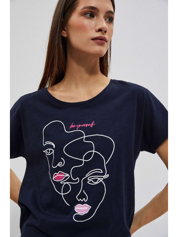 Moodo Bluza s printom lica granatna Moodo