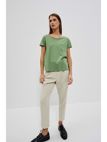 Moodo Pamučna majica okruglog izreza s džepićem maslinasta Moodo