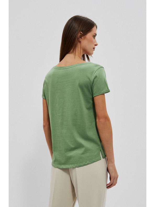 Moodo Pamučna majica okruglog izreza s džepićem maslinasta Moodo
