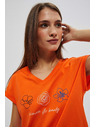 Moodo Majica V-izreza s printom narančasta Moodo