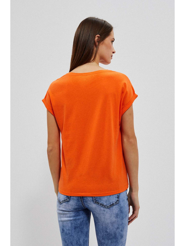 Moodo Majica V-izreza s printom narančasta Moodo