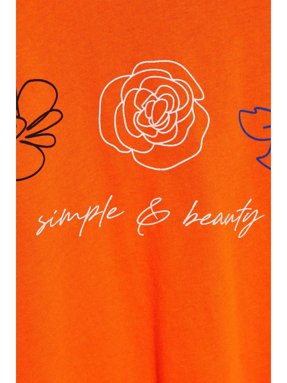 Moodo Majica V-izreza s printom narančasta Moodo