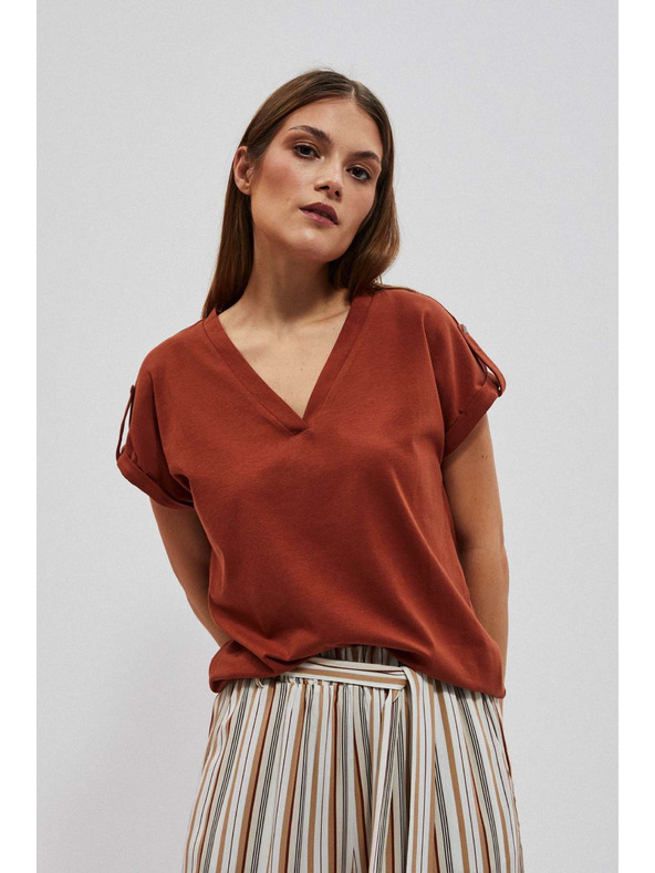 Moodo Bluza s V-izrezom smeđa Moodo