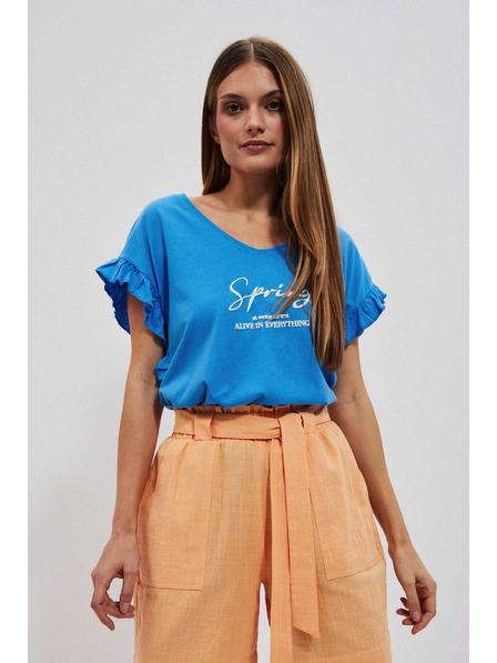 Moodo Bluza s natpisom i volanom na rukavu Moodo