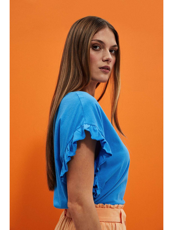 Moodo Bluza s natpisom i volanom na rukavu Moodo