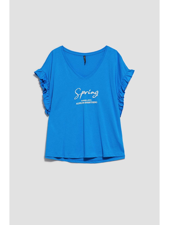 Moodo Bluza s natpisom i volanom na rukavu Moodo