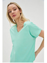 Moodo Pamučna majica V-izreza mentol Moodo