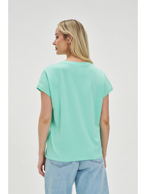 Moodo Pamučna majica V-izreza mentol Moodo