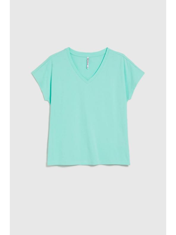 Moodo Pamučna majica V-izreza mentol Moodo