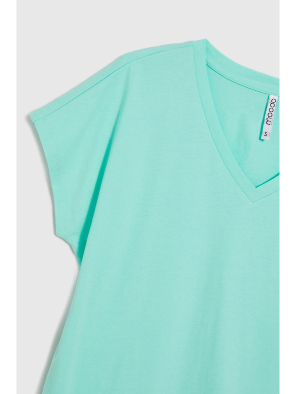 Moodo Pamučna majica V-izreza mentol Moodo