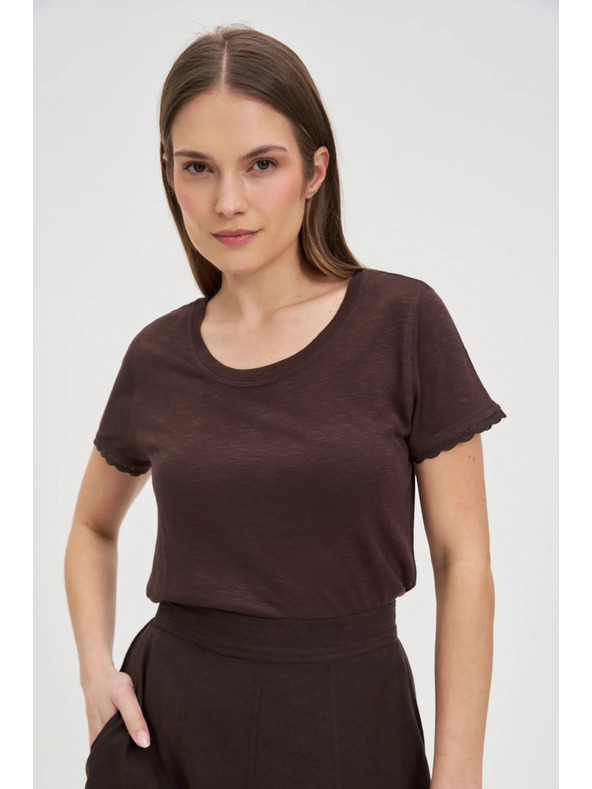 Moodo Smeđa majica s kratkim rukavima Moodo