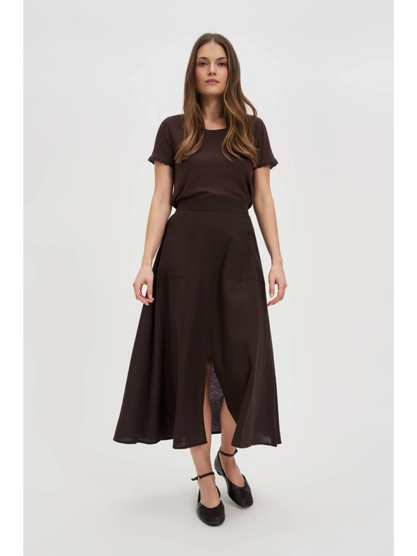 Moodo Smeđa majica s kratkim rukavima Moodo