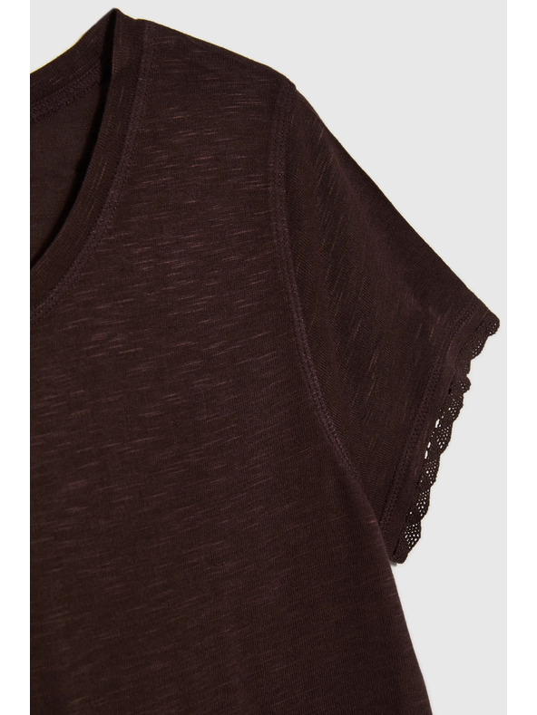 Moodo Smeđa majica s kratkim rukavima Moodo