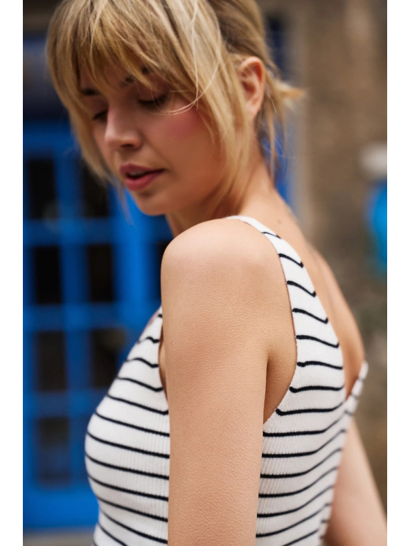 Moodo Prugasti bež pamučni top Moodo