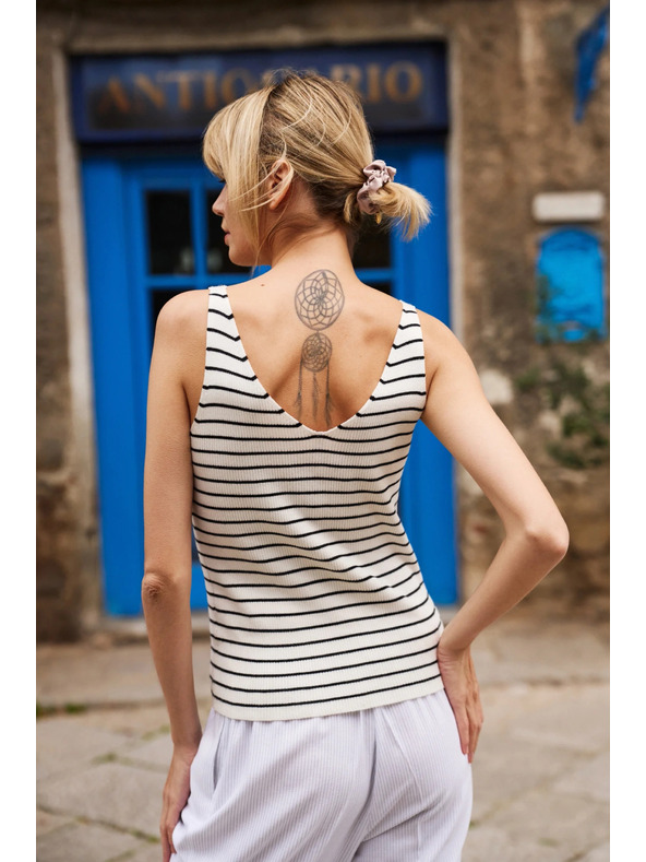 Moodo Prugasti bež pamučni top Moodo