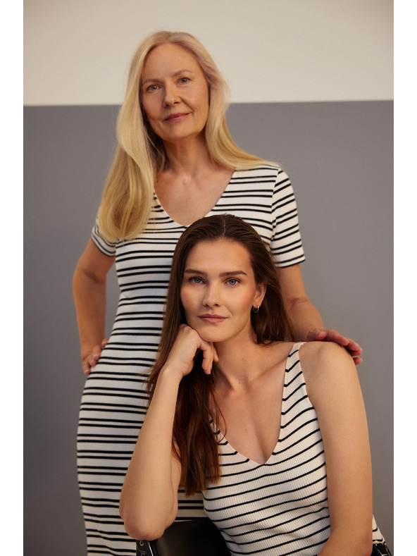 Moodo Prugasti bež pamučni top Moodo