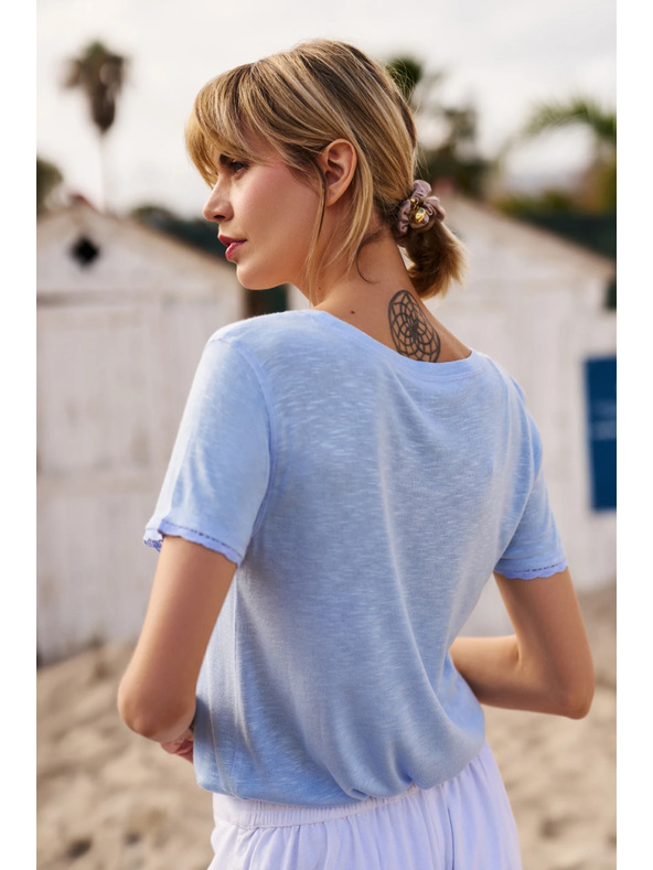 Moodo Svijetlo plava bluza s okruglim izrezom Moodo