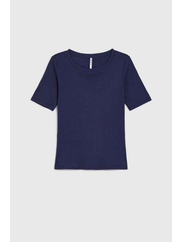 Moodo Tamno plava bluza od rebraste tkanine Moodo