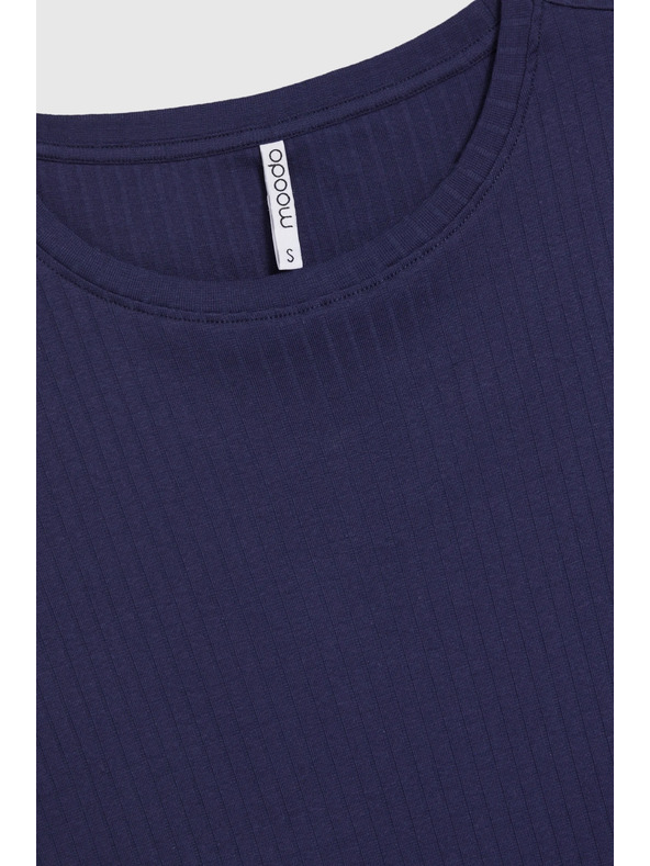 Moodo Tamno plava bluza od rebraste tkanine Moodo