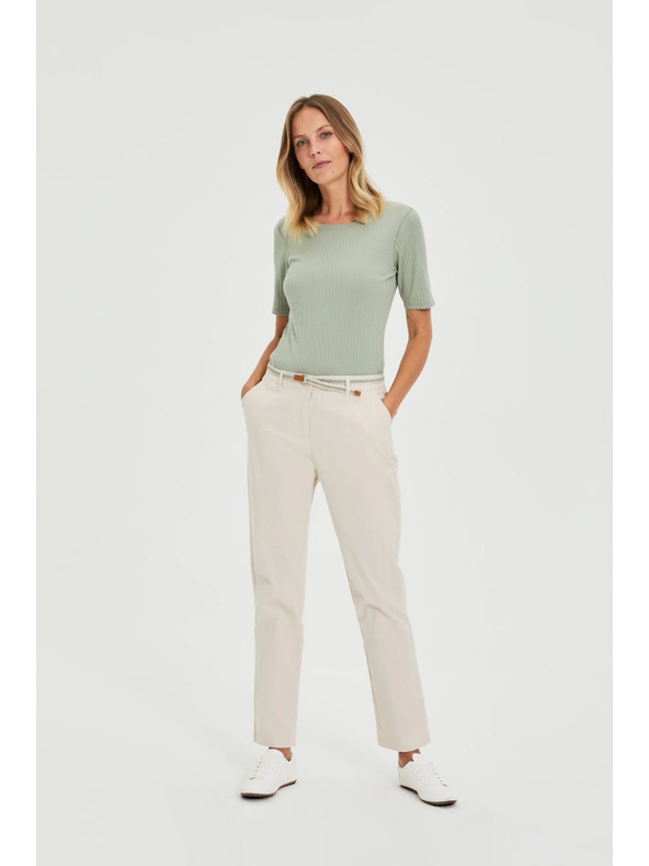 Moodo Maslinasta bluza od rebraste tkanine Moodo