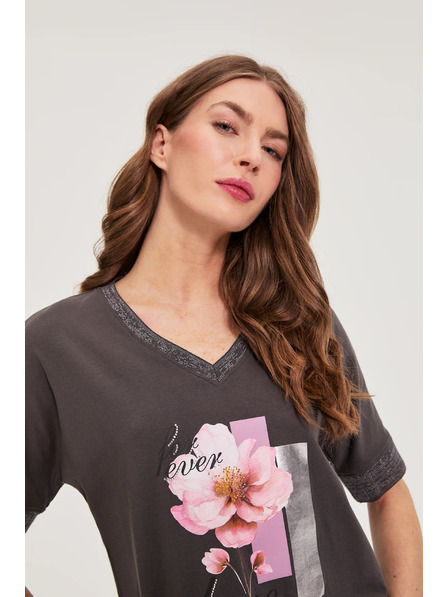 Moodo Smeđa bluza s printom Moodo