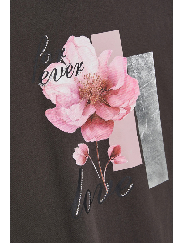 Moodo Smeđa bluza s printom Moodo