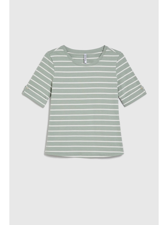 Moodo Prugasta maslinasta pamučna majica Moodo
