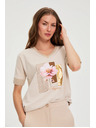 Moodo Bež bluza s printom Moodo