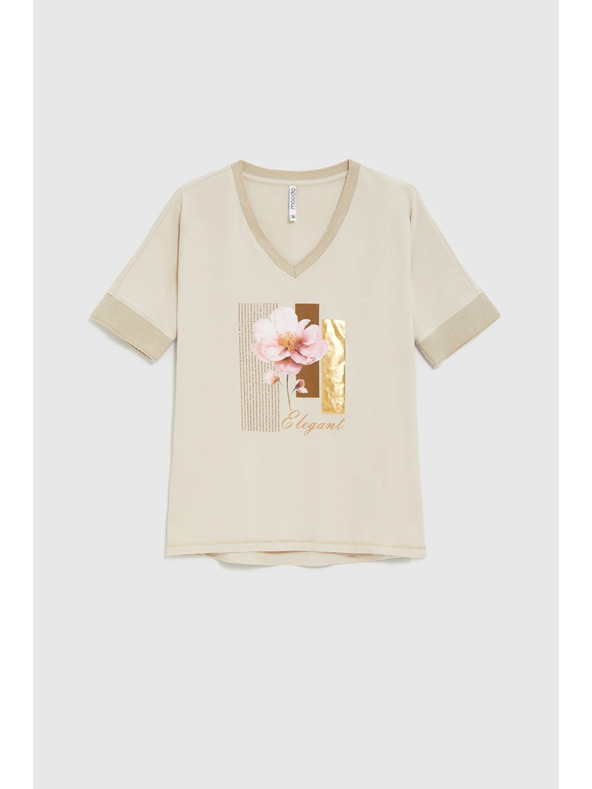 Moodo Bež bluza s printom Moodo