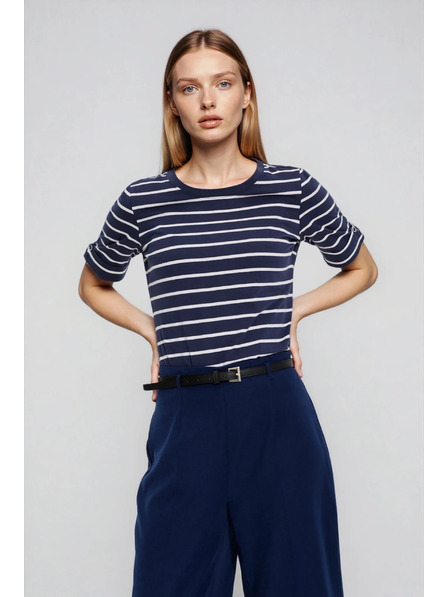 Moodo Prugasta tamno plava pamučna majica Moodo