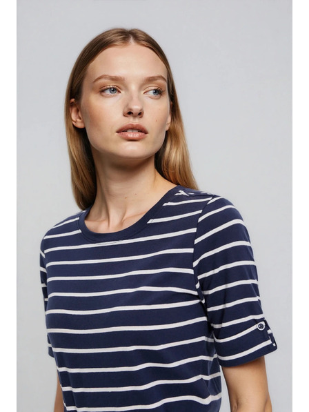 Moodo Prugasta tamno plava pamučna majica Moodo