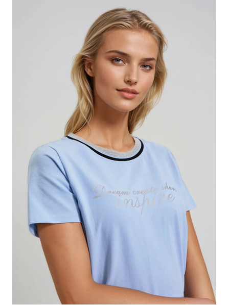 Moodo Svijetlo plava bluza s natpisom Moodo