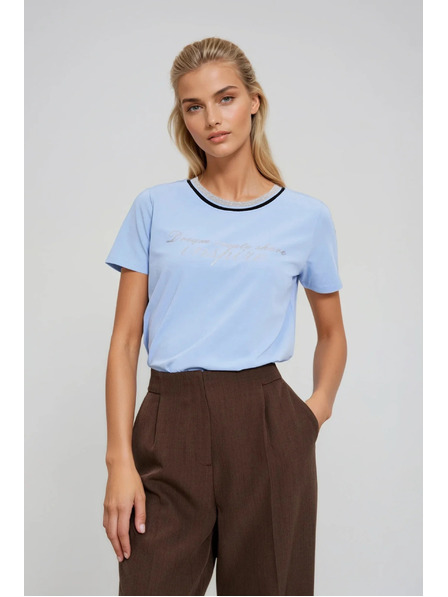 Moodo Svijetlo plava bluza s natpisom Moodo