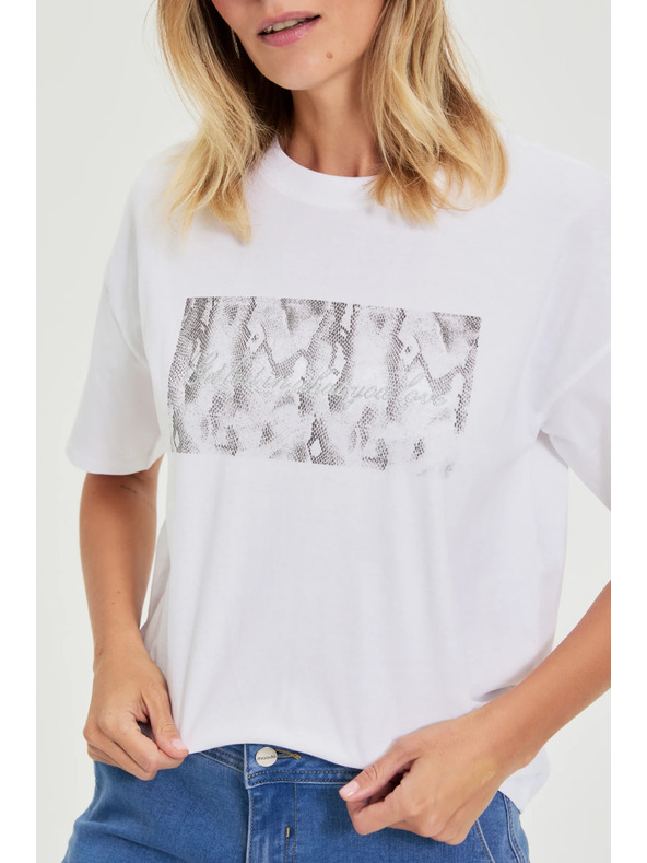 Moodo Bijela pamučna majica s printom Moodo