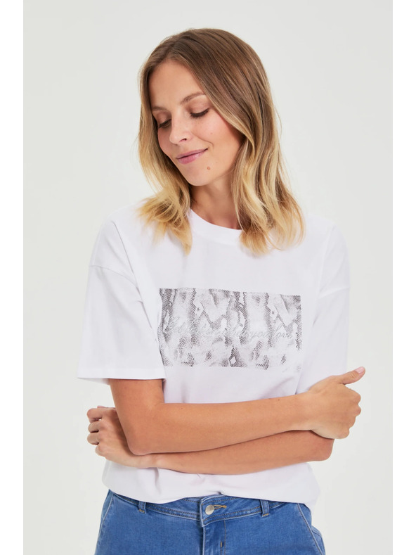 Moodo Bijela pamučna majica s printom Moodo