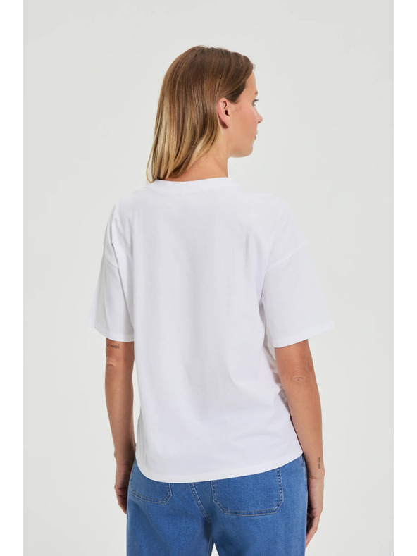 Moodo Bijela pamučna majica s printom Moodo