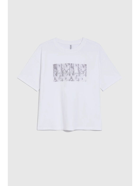 Moodo Bijela pamučna majica s printom Moodo